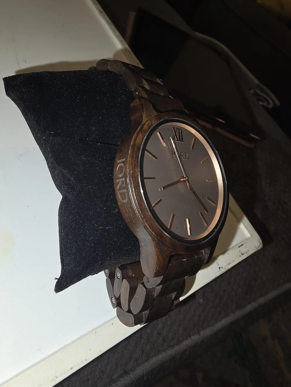 Men's Dark Wood Watch with Gold Accents